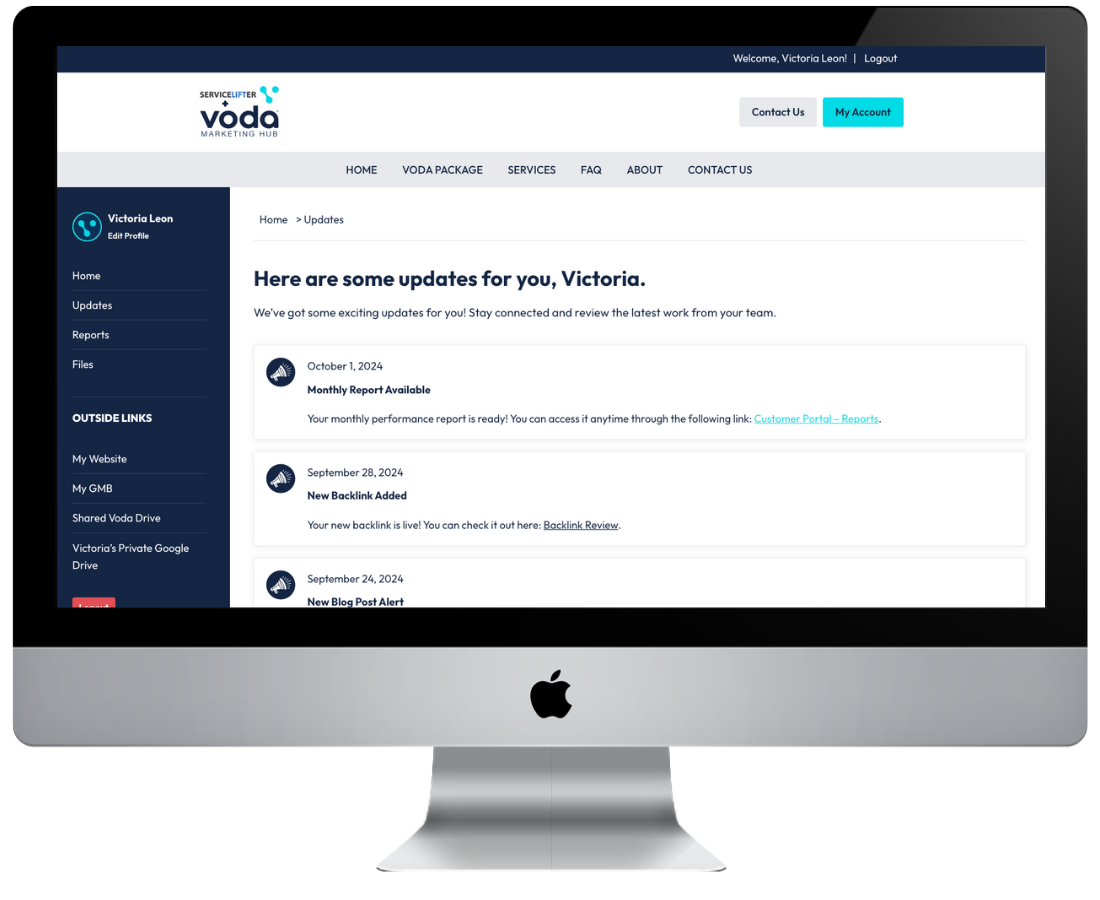 Service Lifter Voda Client Dashboard