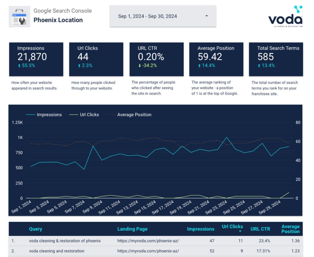 Voda Google Search Console Data